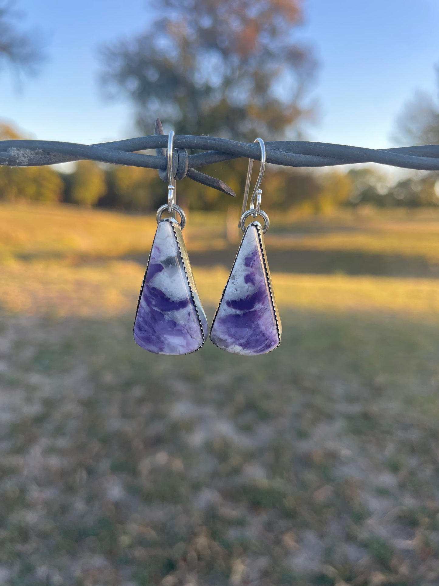 Purple teardrop dangles